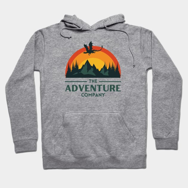 The Adventure Company - Dragon by the Mountain at Sunset - White - Fantasy Hoodie by Fenay-Designs